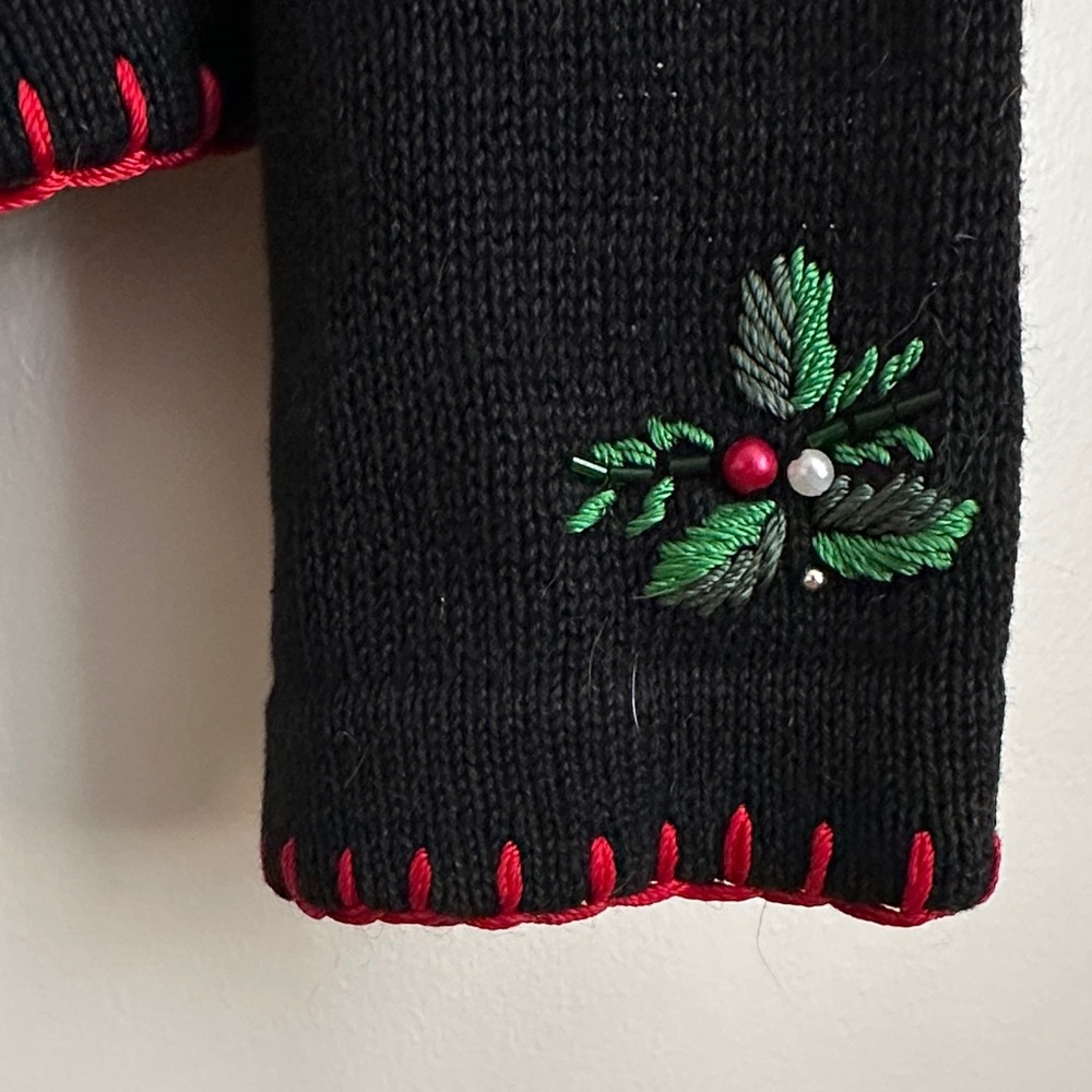 BP Design Vintage Black Knit Christmas Nutcracker Ornament Cardigan - Picture 6 of 8